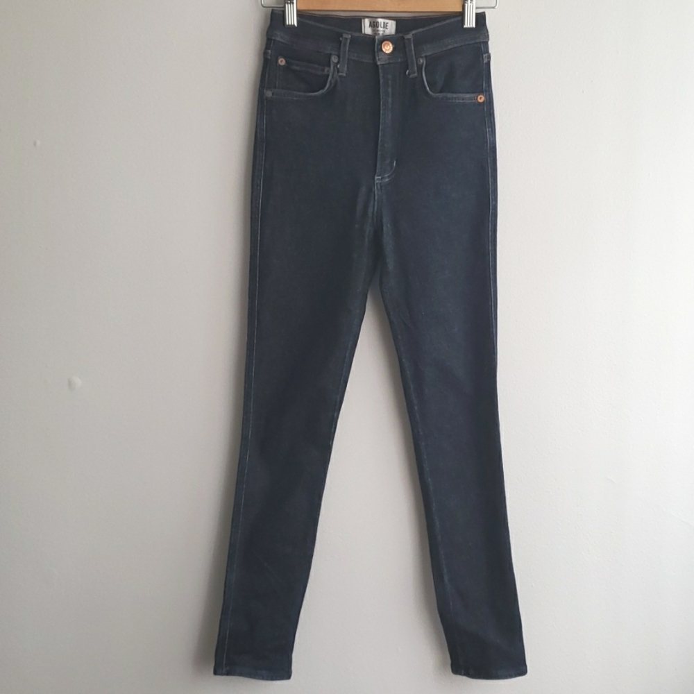 Agolde High-Rise Skinny Jeans in Dark Indigo